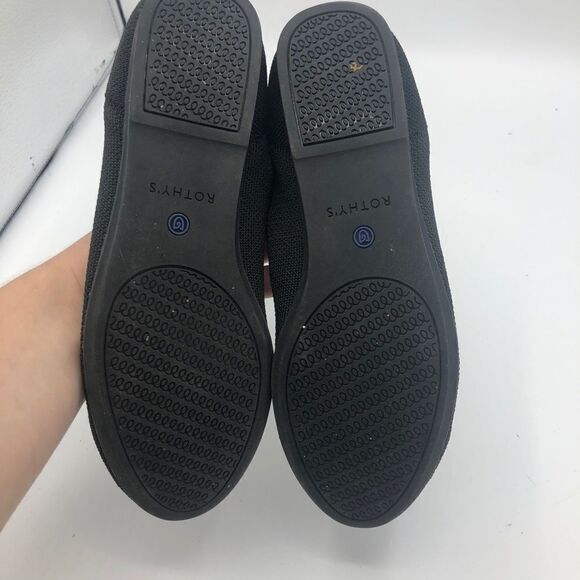 Rothy Retired White Trim Black Knit Round Toe 7‎ Discontinued Style Recycled - Picture 4 of 6